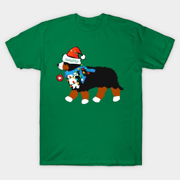 Naughty Christmas Bernese Mountain Dog T-Shirt by emrdesigns